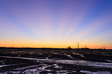 Image showing Sunset on the Tejo river.