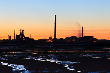 Image showing Sunset on the Tejo river.