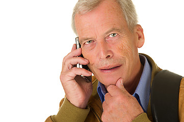 Image showing Senior man with smartphone