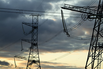 Image showing  high voltage power pylons.