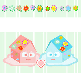 Image showing Vector, toy small houses - friends, girl and boy