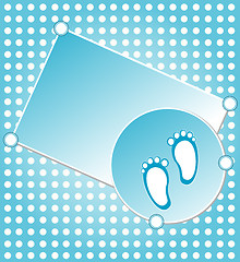 Image showing baby boy announcement card blue. vector illustration