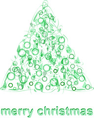 Image showing Abstract green christmas tree greeting card vector