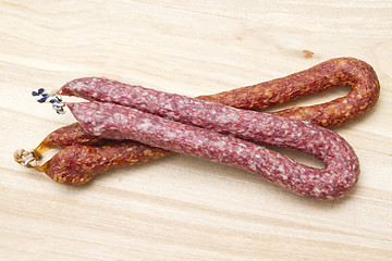 Image showing Italian salami sausgages 