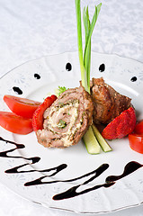 Image showing Pork rolls with vegetables