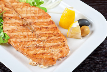 Image showing Grilled salmon steak