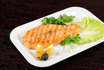 Image showing Grilled salmon steak