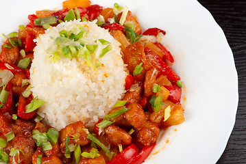 Image showing Pork meat and japanese rice