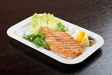 Image showing Grilled salmon steak