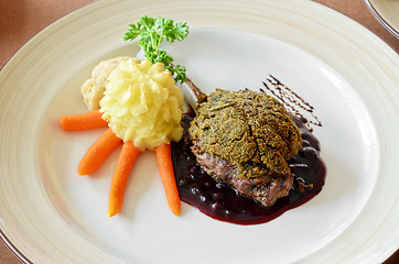 Image showing venison with whortleberry sause