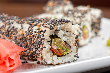 Image showing Sushi with sesame