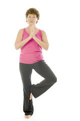 Image showing middle age senior woman fitness yoga pose