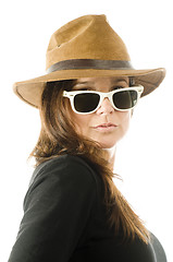 Image showing sexy seductive woman with hat and sunglasses