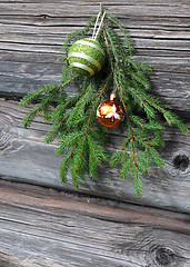 Image showing Christmas Tree Twig and Ornaments