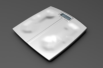 Image showing Metal weight scale with footprints