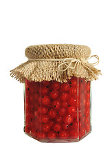 Image showing Canned red currant berries in jar