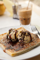 Image showing Sweet crepe with ice cream