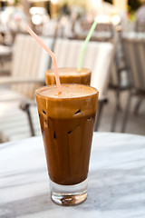 Image showing Frappes on a cafe table