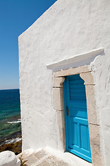 Image showing Blue door in Mykonos, Greece