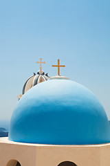 Image showing Old church domes in Santorini