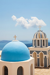 Image showing Old church domes in Santorini