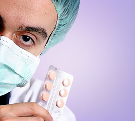 Image showing Portrait of a young doctor with stethoscope.