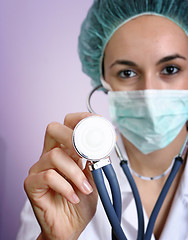 Image showing Young doctor with stethoscope.