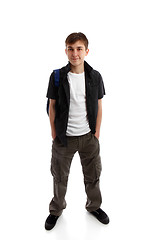 Image showing Standing student hands in pockets