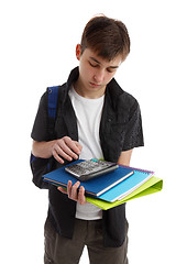 Image showing Student with books and equipment