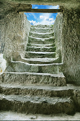Image showing staircase in the ruins of the ancient cave city