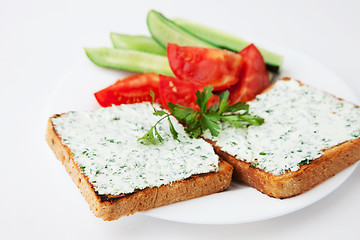 Image showing Cream cheese sandwich with vegetables  