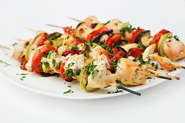 Image showing Grilled chicken skewers