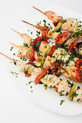 Image showing Chicken kebab on skewers