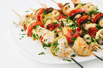 Image showing Grilled chicken skewers