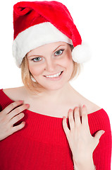 Image showing Portrait of beautiful woman santa