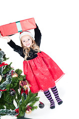 Image showing Baby girl dressed up for Christams