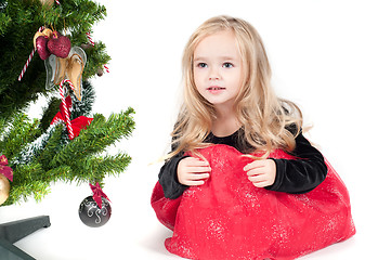 Image showing Baby girl dressed up for Christams