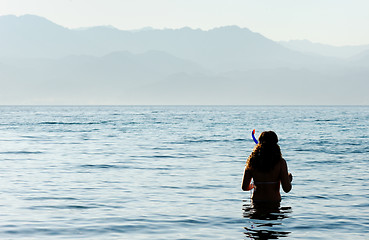 Image showing Girl in the Red Sea