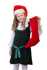 Image showing Girl with red hat and red sock, isolated