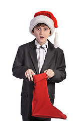 Image showing Boy with red hat and red sock, isolated