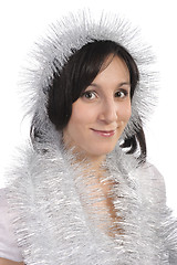 Image showing Girl with tinsel, isolated