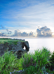 Image showing sunset on Manzamo , in Okinawa