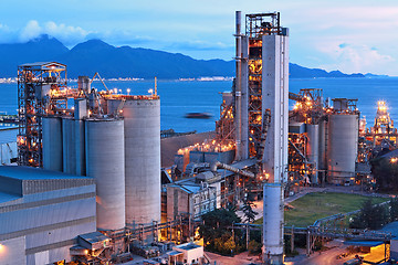 Image showing cement factory at night