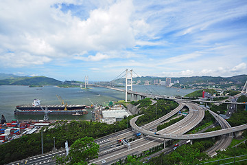 Image showing Tsing Ma Bridge in Hong Kong