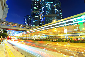 Image showing car light trails in modern city