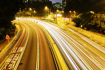 Image showing light trails in mega city