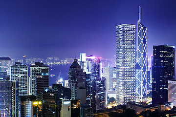 Image showing office building at night in hong kong