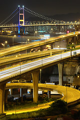 Image showing reeway and bridge at night