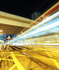 Image showing light trails in mega city