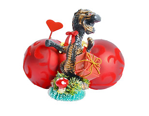 Image showing Dragon bearing a gift for Christmas